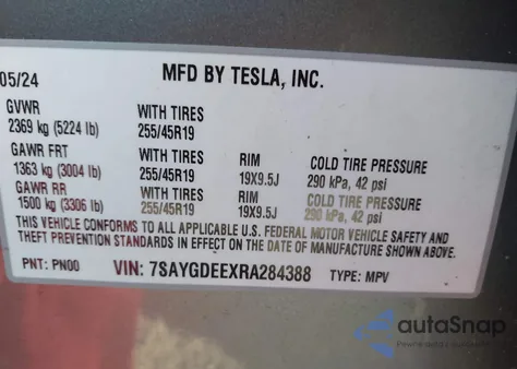 2024 Tesla Model Y Long Range Dual Motor All-Wheel Drive from USA, damaged, VIN 7SAYGDEEXRA284388